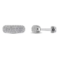 White Sapphire Cufflink in Sterling Silver