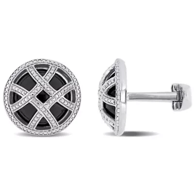 Black Onyx Cufflink in Sterling Silver