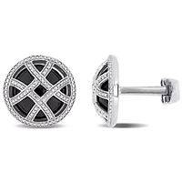 Black Onyx Cufflink in Sterling Silver