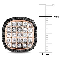 Lab Created Created White Sapphire and Black Spinel Cufflink in Rose Plated Sterling Silver with Black Rhodium Plated