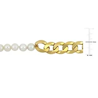 Freshwater Cultured Pearl with Curb Link Chain in Yellow Plated Sterling Silver