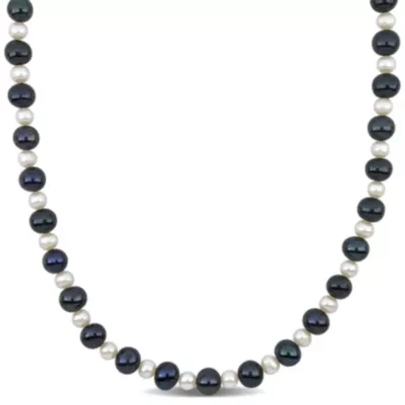 Freshwater Cultured Pearl Men's Necklace with Sterling Silver Clasp
