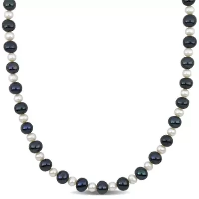 Freshwater Cultured Pearl Men's Necklace with Sterling Silver Clasp