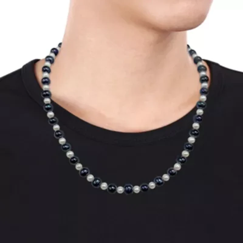 Freshwater Cultured Pearl Men's Necklace with Sterling Silver Clasp