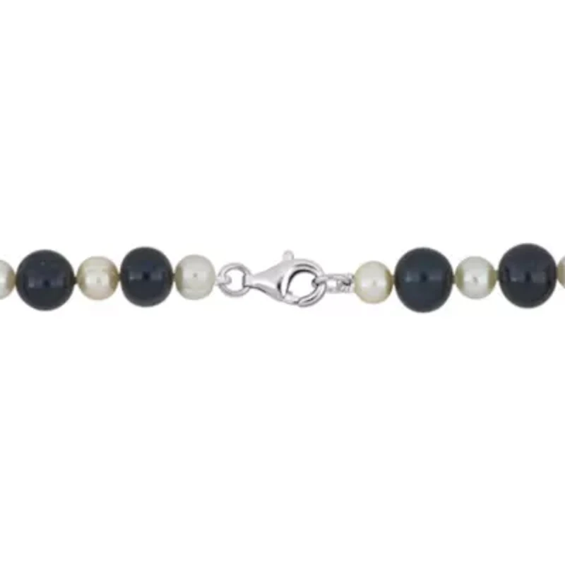 Freshwater Cultured Pearl Men's Necklace with Sterling Silver Clasp
