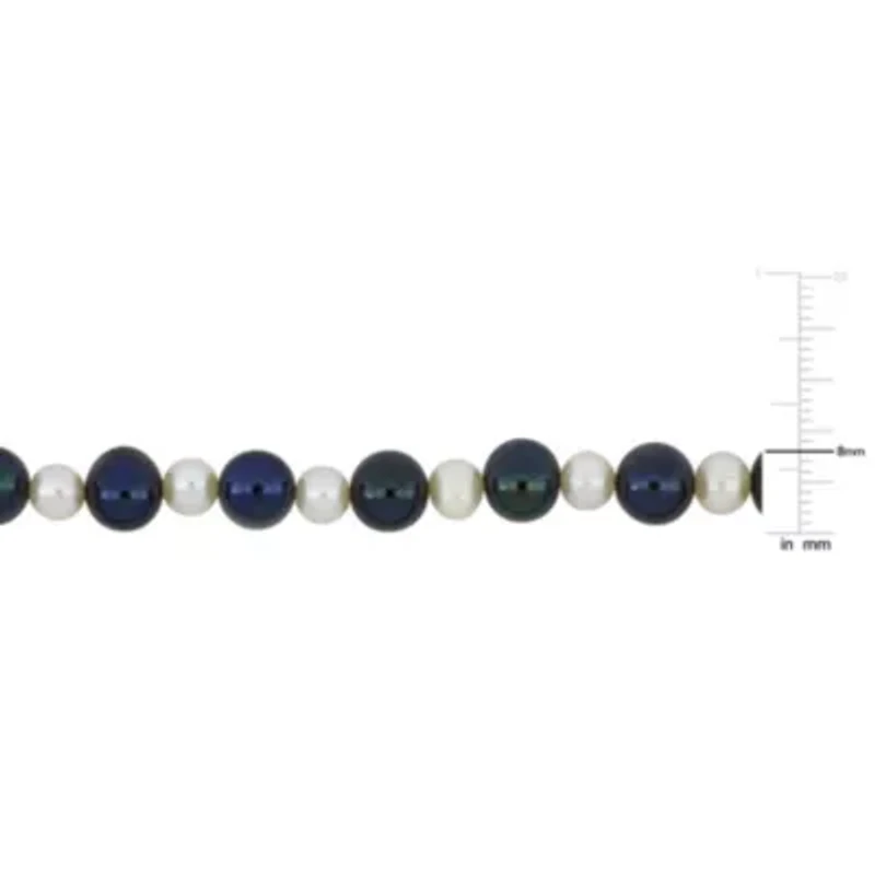 Freshwater Cultured Pearl Men's Necklace with Sterling Silver Clasp