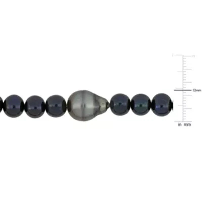 Freshwater Cultured Pearl and Tahitian Necklace with Sterling Silver Clasp