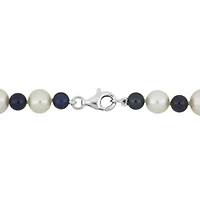Freshwater Cultured Pearl and Black Freshwater Cultured Pearl Necklace with Sterling Silver Clasp