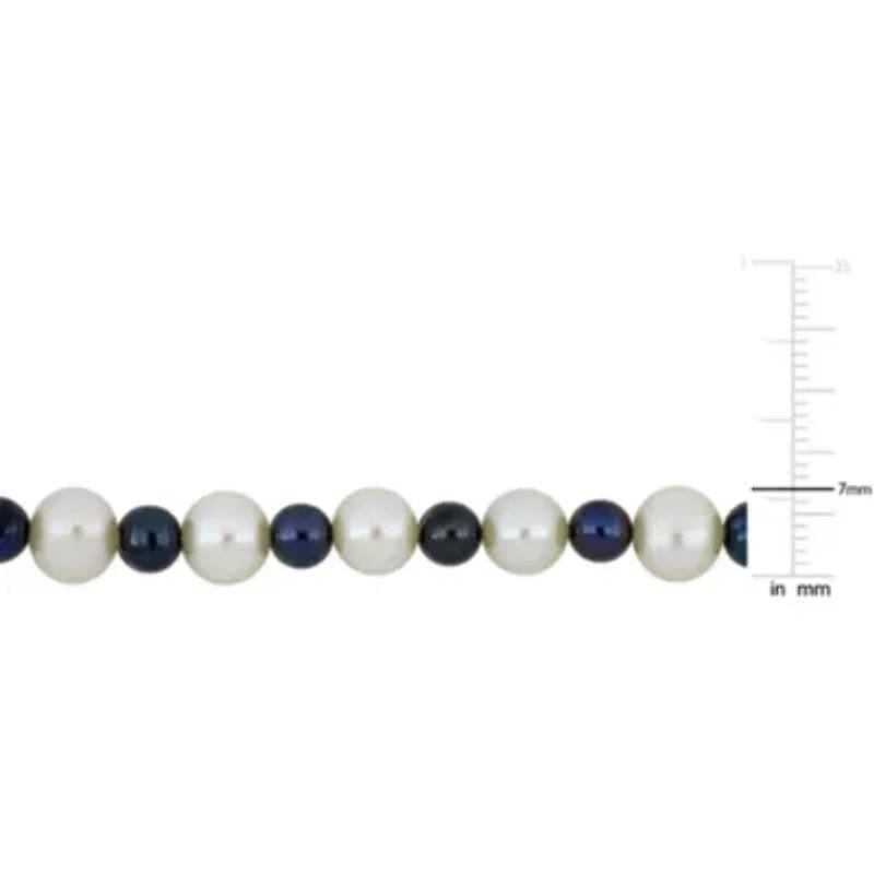 Freshwater Cultured Pearl and Black Freshwater Cultured Pearl Necklace with Sterling Silver Clasp
