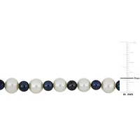 Freshwater Cultured Pearl and Black Freshwater Cultured Pearl Necklace with Sterling Silver Clasp