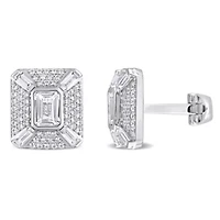 Lab Created Created White Sapphire Cufflink in Sterling Silver