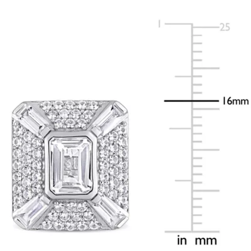 Lab Created Created White Sapphire Cufflink in Sterling Silver