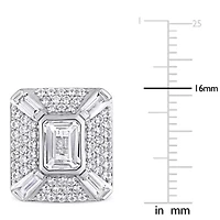 Lab Created Created White Sapphire Cufflink in Sterling Silver
