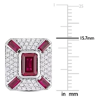 Lab Created Created Ruby and Created White Sapphire Cufflink in Sterling Silver