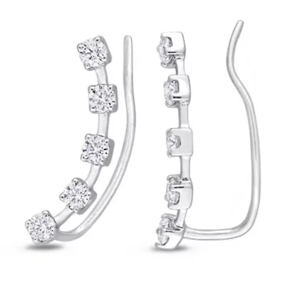 Lab Created Created White Moissanite Charm Earrings in 10K White Gold