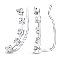 Lab Created Created White Moissanite Charm Earrings in 10K White Gold