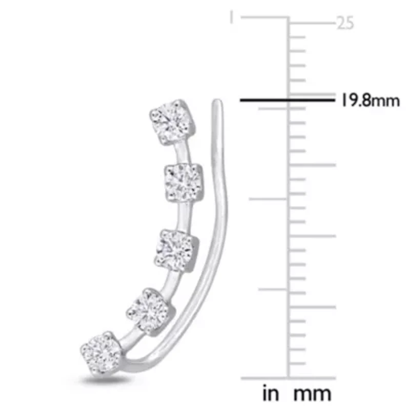 Lab Created Created White Moissanite Charm Earrings in 10K White Gold