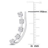 Lab Created Created White Moissanite Charm Earrings in 10K White Gold