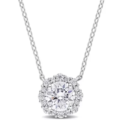 Lab Created Created White Moissanite Necklace in Sterling Silver