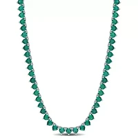 Created Gemstone Tennis Necklace Sterling Silver