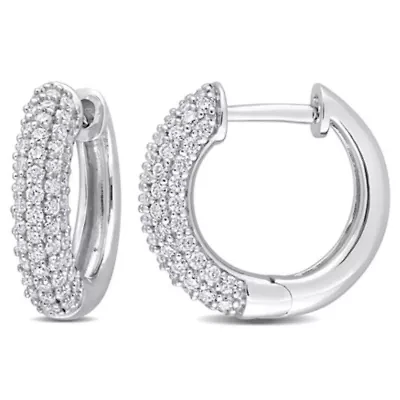 Lab Created Created White Moissanite LeverBack Earrings in Sterling Silver