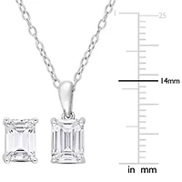 Lab Created 2 Piece Set of Created White Moissanite Stud Earrings & Pendant with Chain in Sterling Silver