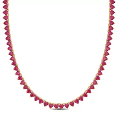 Lab Created Created Ruby Necklace in Yellow Plated Sterling Silver