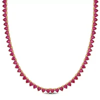 Lab Created Created Ruby Necklace in Yellow Plated Sterling Silver