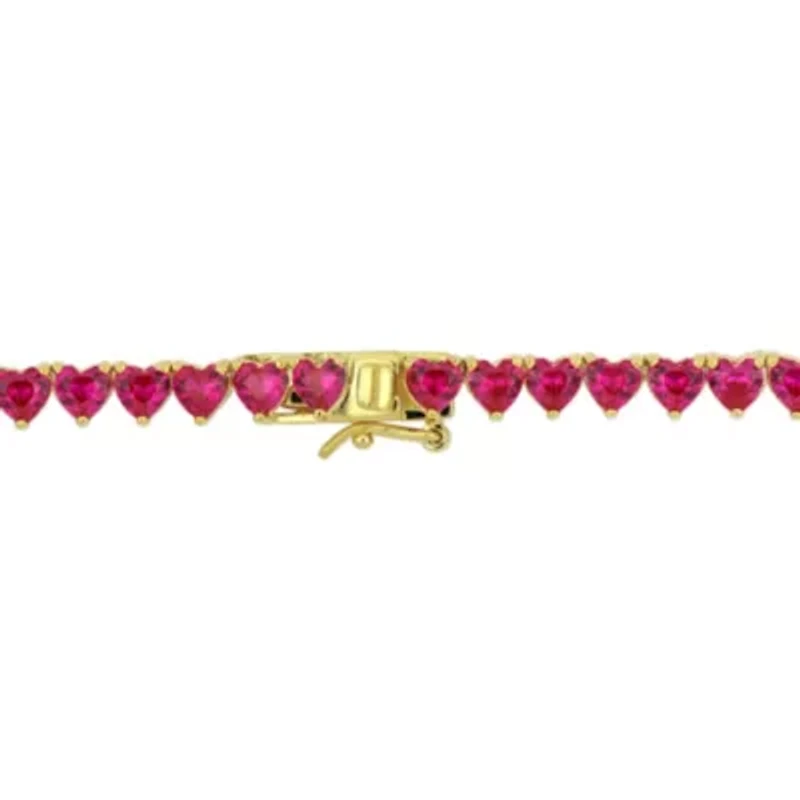 Lab Created Created Ruby Necklace in Yellow Plated Sterling Silver