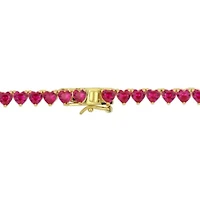 Lab Created Created Ruby Necklace in Yellow Plated Sterling Silver