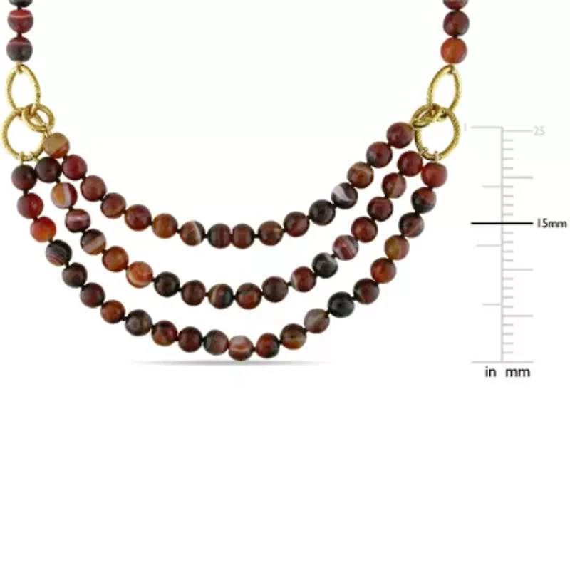 Brown Agate Bead 3-Strand Necklace