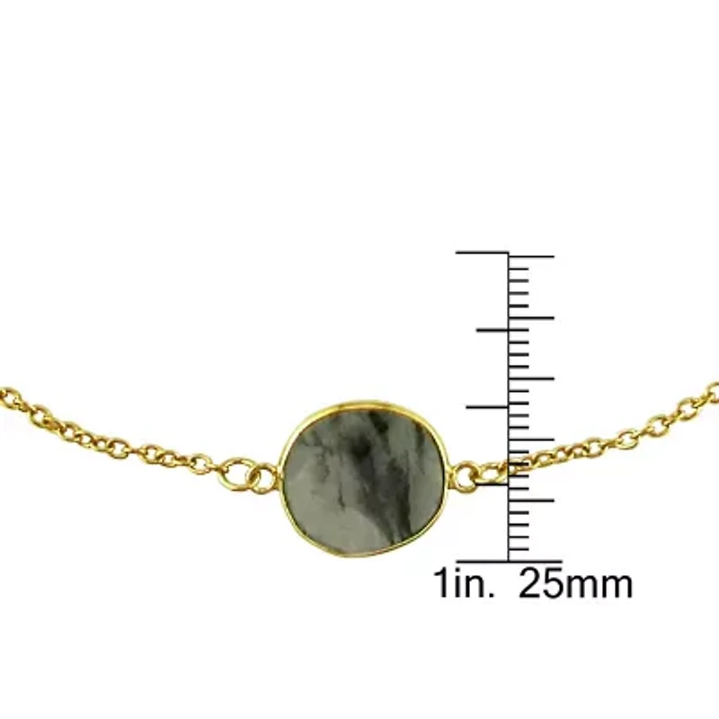 Rutilated Quartz Station Necklace in Yellow Plated Sterling Silver