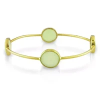 Green Chalcedony Bangle in 22K Yellow Gold Plated Brass