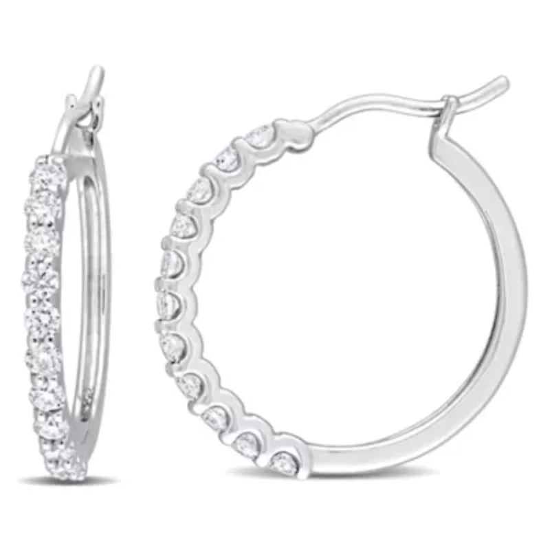 1 ct. t.w. Diamond Half-Set Hoop Earrings in Platinum