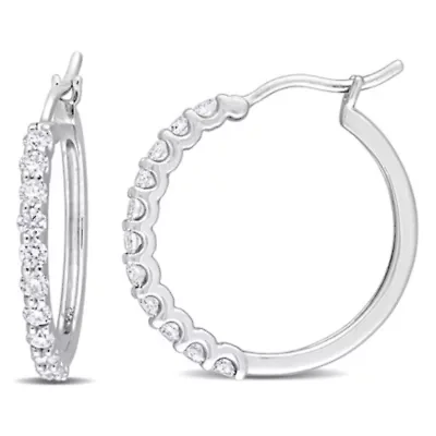 1 ct. t.w. Diamond Half-Set Hoop Earrings in Platinum