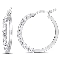 1 ct. t.w. Diamond Half-Set Hoop Earrings in Platinum