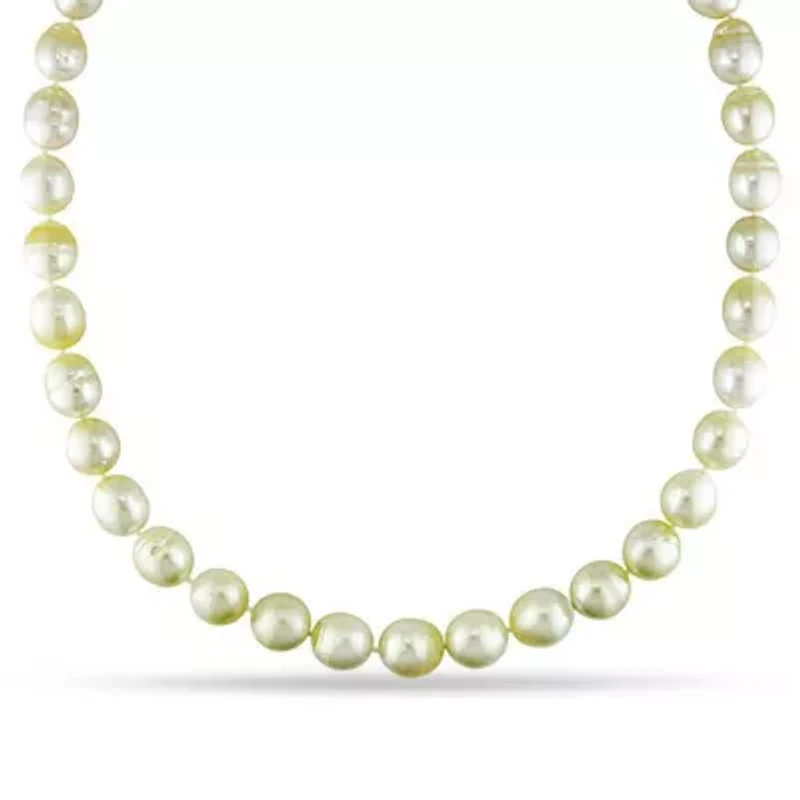Champagne South Sea Pearl and Diamond Accent Necklace with 14K Yellow Gold Clasp