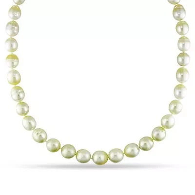 Champagne South Sea Pearl and Diamond Accent Necklace with 14K Yellow Gold Clasp