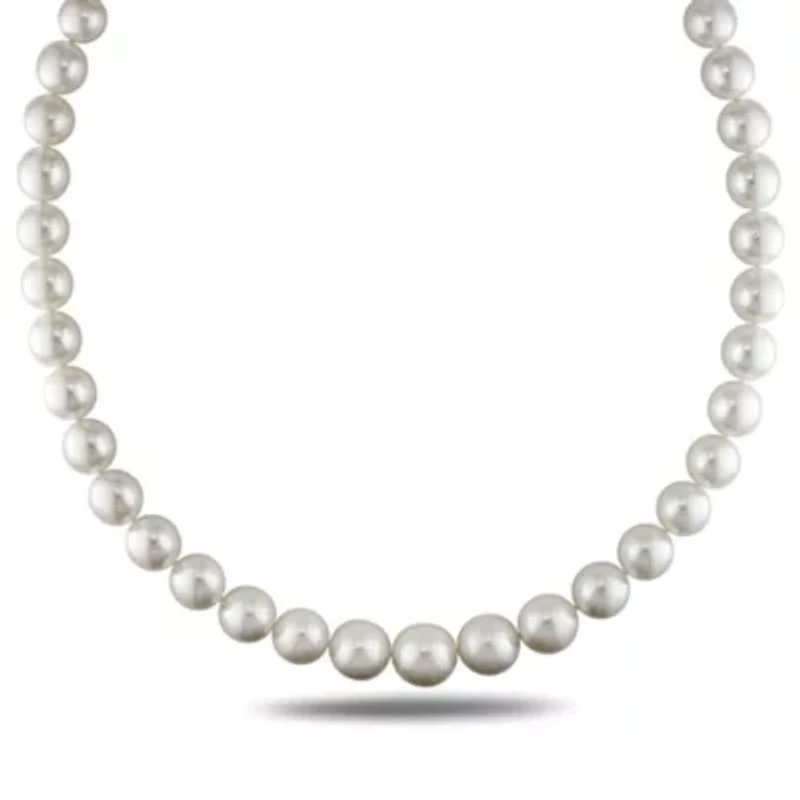 South Sea Pearl and Diamond Accent Necklace with 14K White Gold Clasp