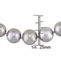Silver Tahitian Cultured Pearl and Diamond Accent Necklace with 14K White Gold Clasp
