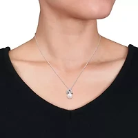 Freshwater Cultured Pearl and 1/4 ct. t.w. Diamond Pendant with Chain in Sterling Silver with Black Rhodium Plated