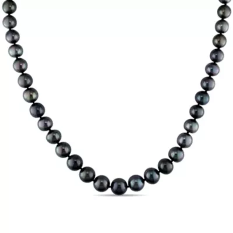 Black Tahitian Cultured Pearl Necklace with 14K White Gold Clasp