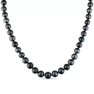 Black Tahitian Cultured Pearl Necklace with 14K White Gold Clasp