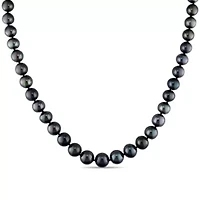 Black Tahitian Cultured Pearl Necklace with 14K White Gold Clasp
