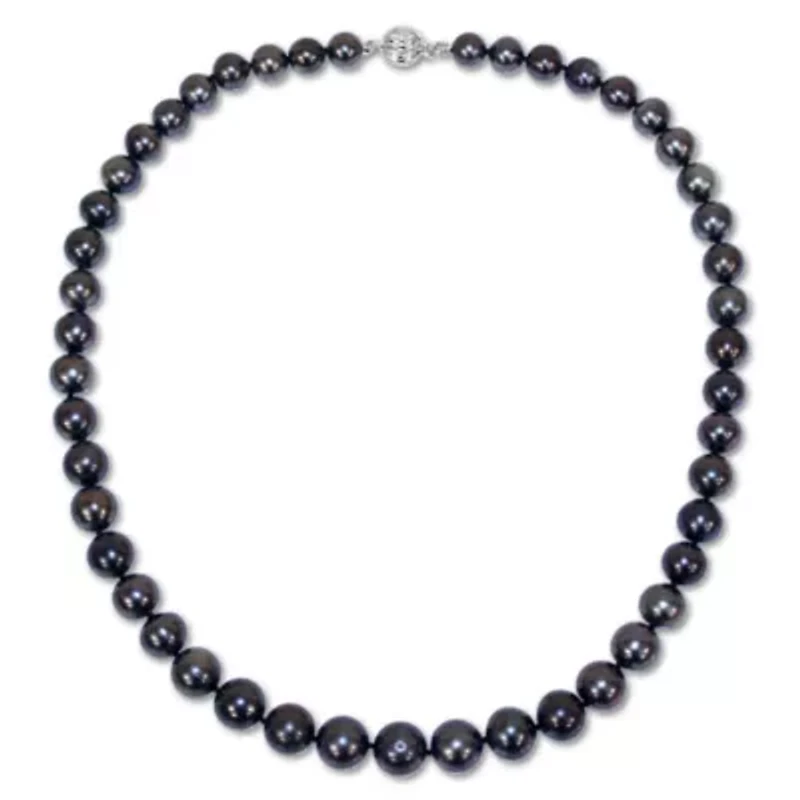 Black Tahitian Cultured Pearl Necklace with 14K White Gold Clasp