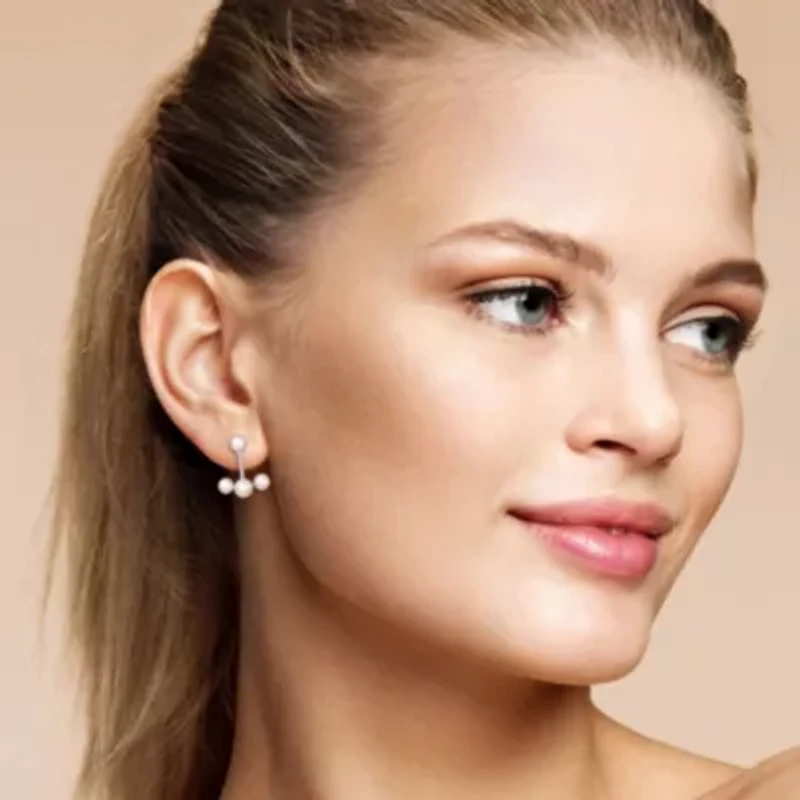 Freshwater Cultured Pearl Post Earrings in 14K White Gold