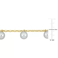 South Sea Cultured Pearl with Diamond Link Rolo Chain Drop Necklace in 10K Yellow Gold