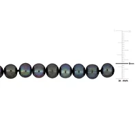Black Freshwater Cultured Pearl Necklace with Sterling Silver Clasp