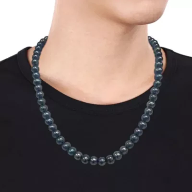 Black Freshwater Cultured Pearl Necklace with Sterling Silver Clasp