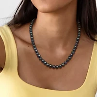 Black Freshwater Cultured Pearl Necklace with Sterling Silver Clasp
